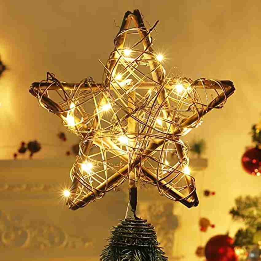 1 pc rattan christmas tree star Christmas Treetop Light Christmas Tree  Topper