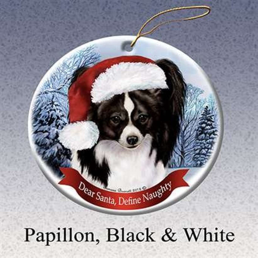 Pet Gifts Usa Holiday Pet Gifts Papillon Blk Wht Santa Hat Dog