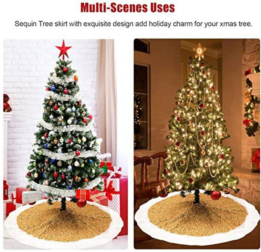 Gold sequin christmas tree skirt cheap