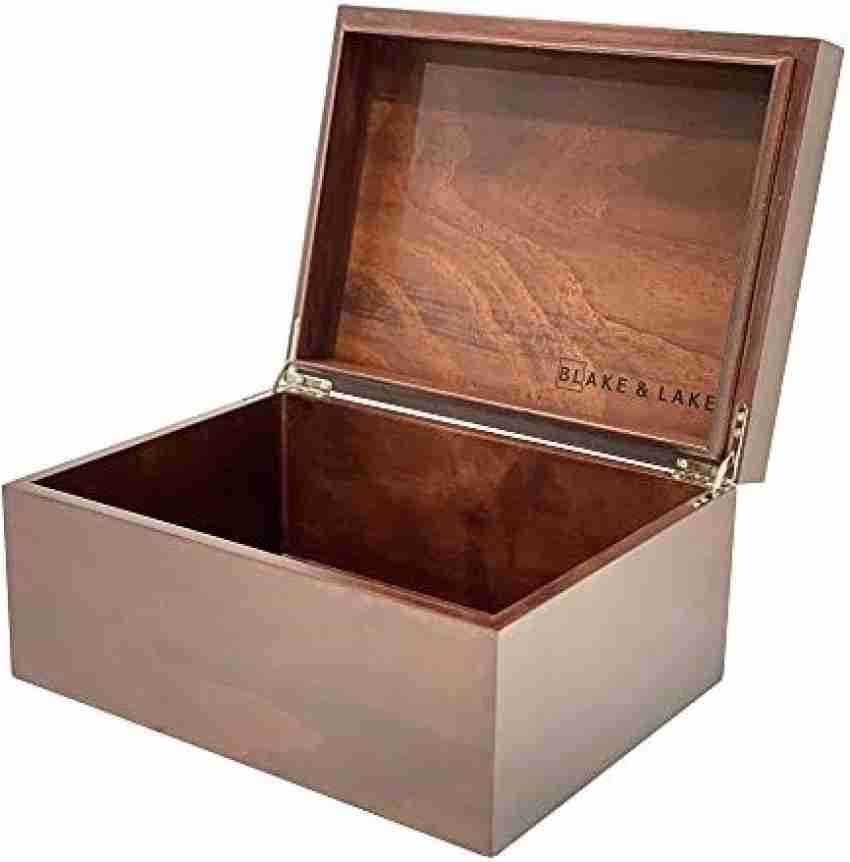 Large Wooden Box With Hinged Lid Wooden Keepsake Boxes for Home Wood Storage  Box With Lid Oak Box With Black Finish Decorative Boxes -  Singapore