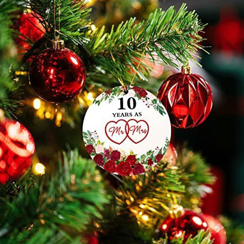 Senseven 10 Years As Mr Mrs 2022 Christmas Ornament 10Th Tin
