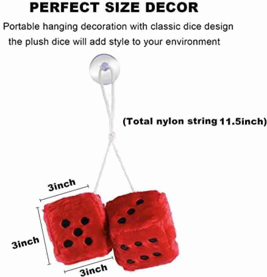 Giveme5 3 Inch Pair Of Retro Square Mirror Hanging Couple Fuzzy Plush Dice  With Dots Hanging Ornaments Pack of 1 Price in India - Buy Giveme5 3 Inch  Pair Of Retro Square