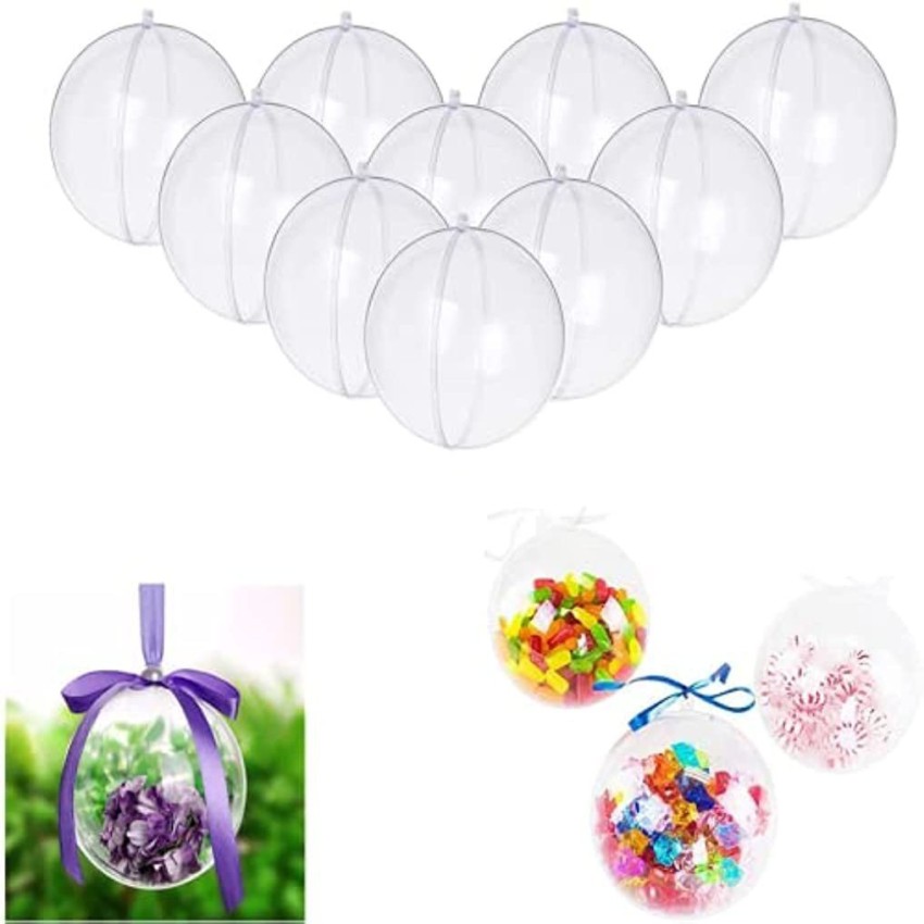 6 PCS Clear Plastic Fillable Ornaments,Transparent DIY Craft Ball