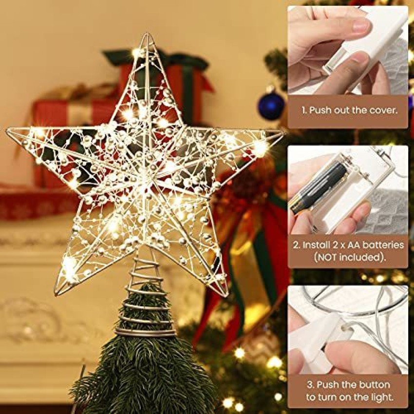 Luxspire Christmas Tree Topper Star, 3D Lighted Tree Topper