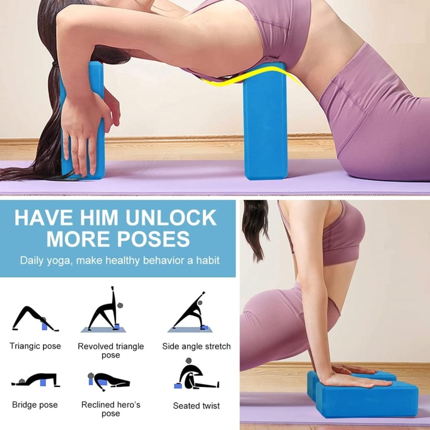  Yoga Block (Set of 2) - EVA Foam Block Soft Surface Foam  Bolster Pillow Cushion Exercise Gym Training Pilates Meditation : Sports &  Outdoors