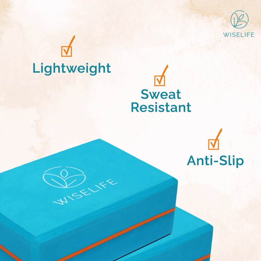 WiseLife Teal Yoga Block Set + Blue Yoga Belt