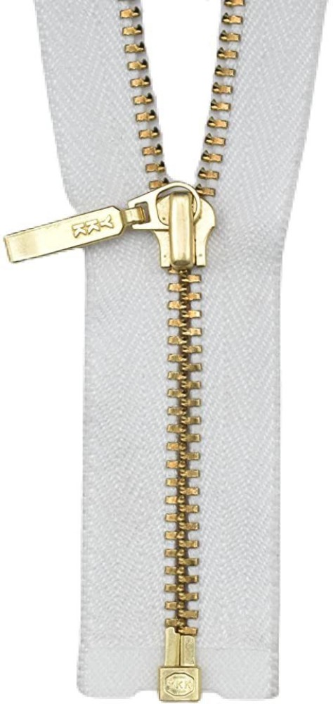 Hunny - Bunch YKK Jacket Zipper Gold White for All Kinds of Jackets(10  Inch) White, Gold Brass Open-ended Zipper Price in India - Buy Hunny -  Bunch YKK Jacket Zipper Gold White