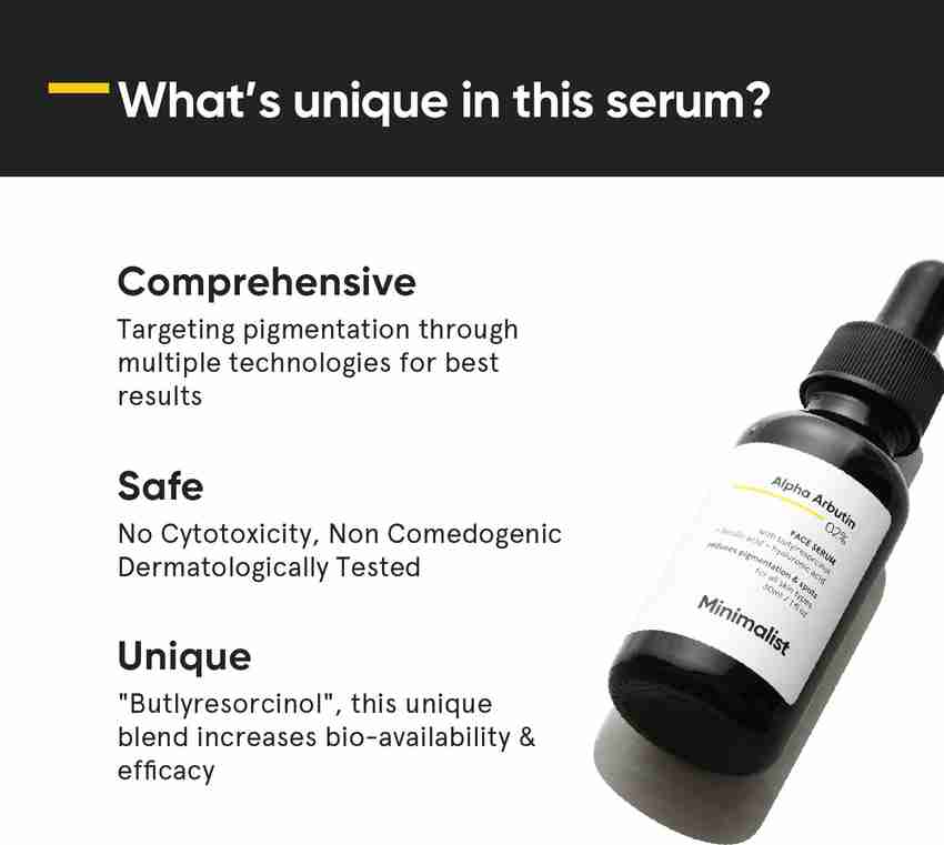 Minimalist 2% Alpha Arbutin Face Serum For Pigmentation, Acne Marks & Dark  Spots Removal