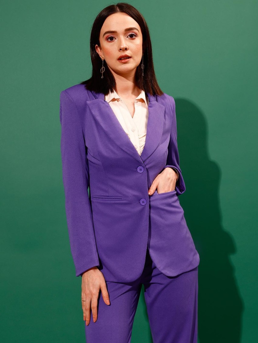Double Breasted Suit Ladies Black Green Purple Blue Blazer And