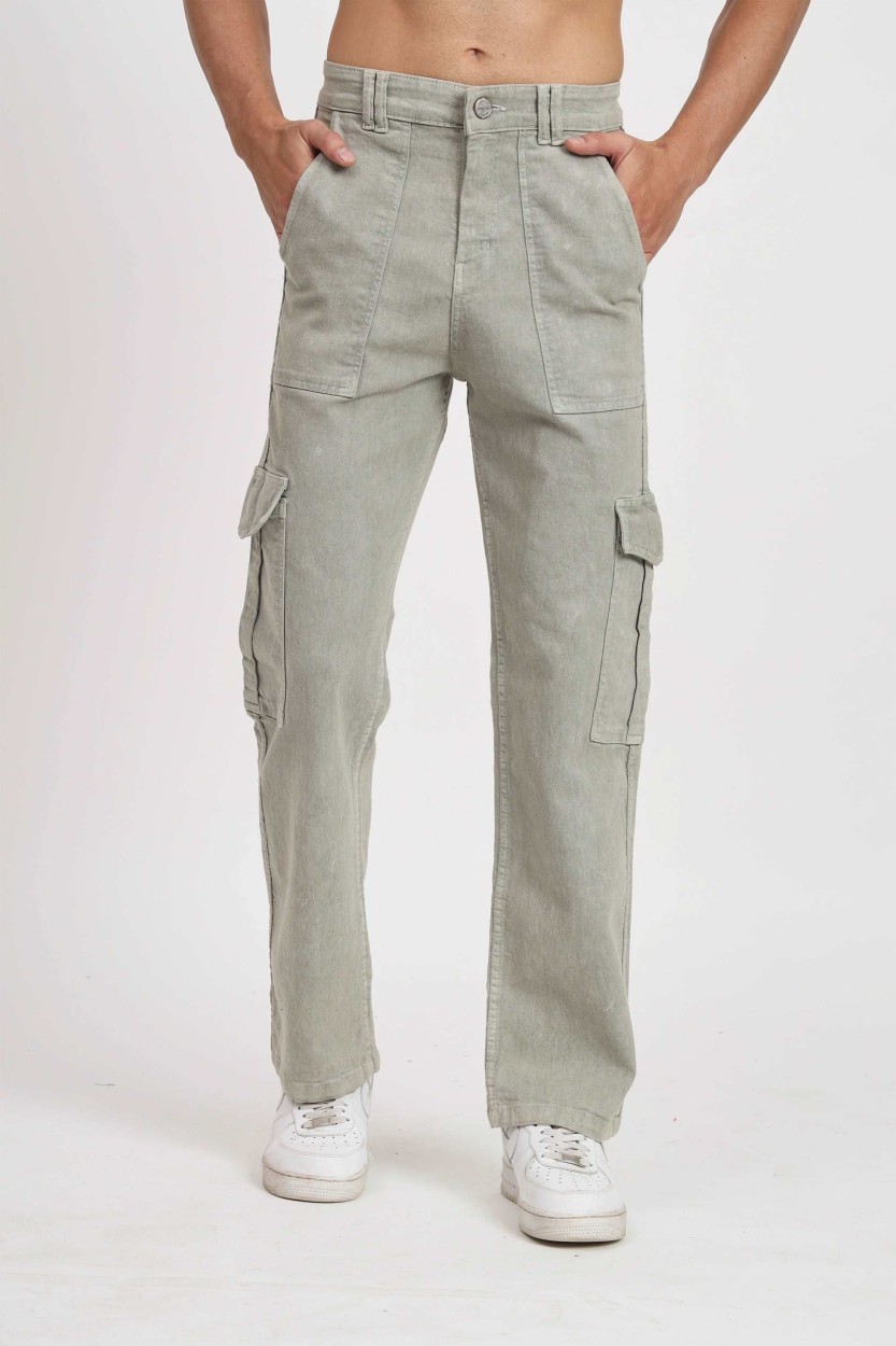 Peplos LOOSE FIT MULTIPLE POCKET GREY DENIM Men Cargos