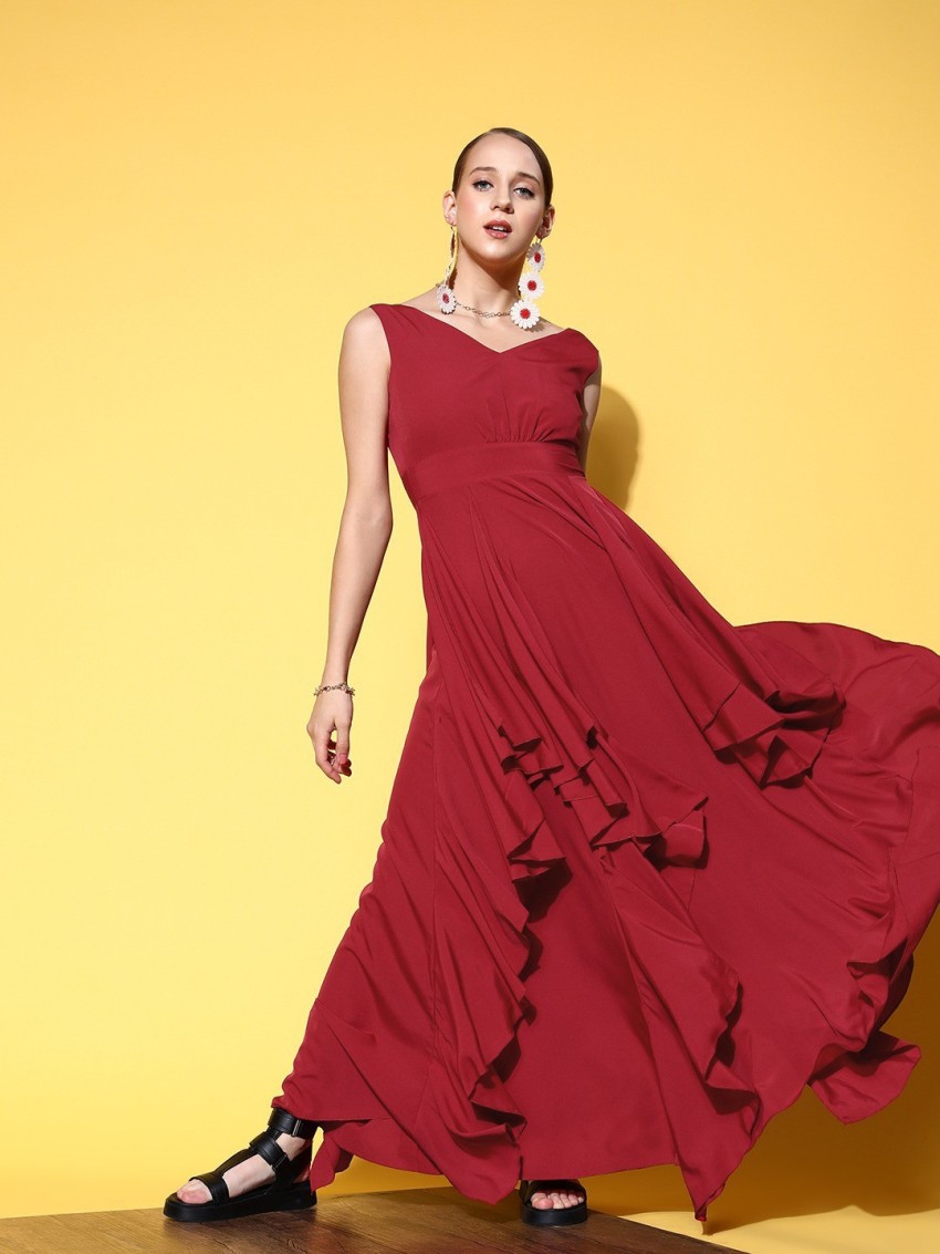 Berrylush Women Maxi Red Dress - Buy Berrylush Women Maxi Red Dress Online  at Best Prices in India | Flipkart.com