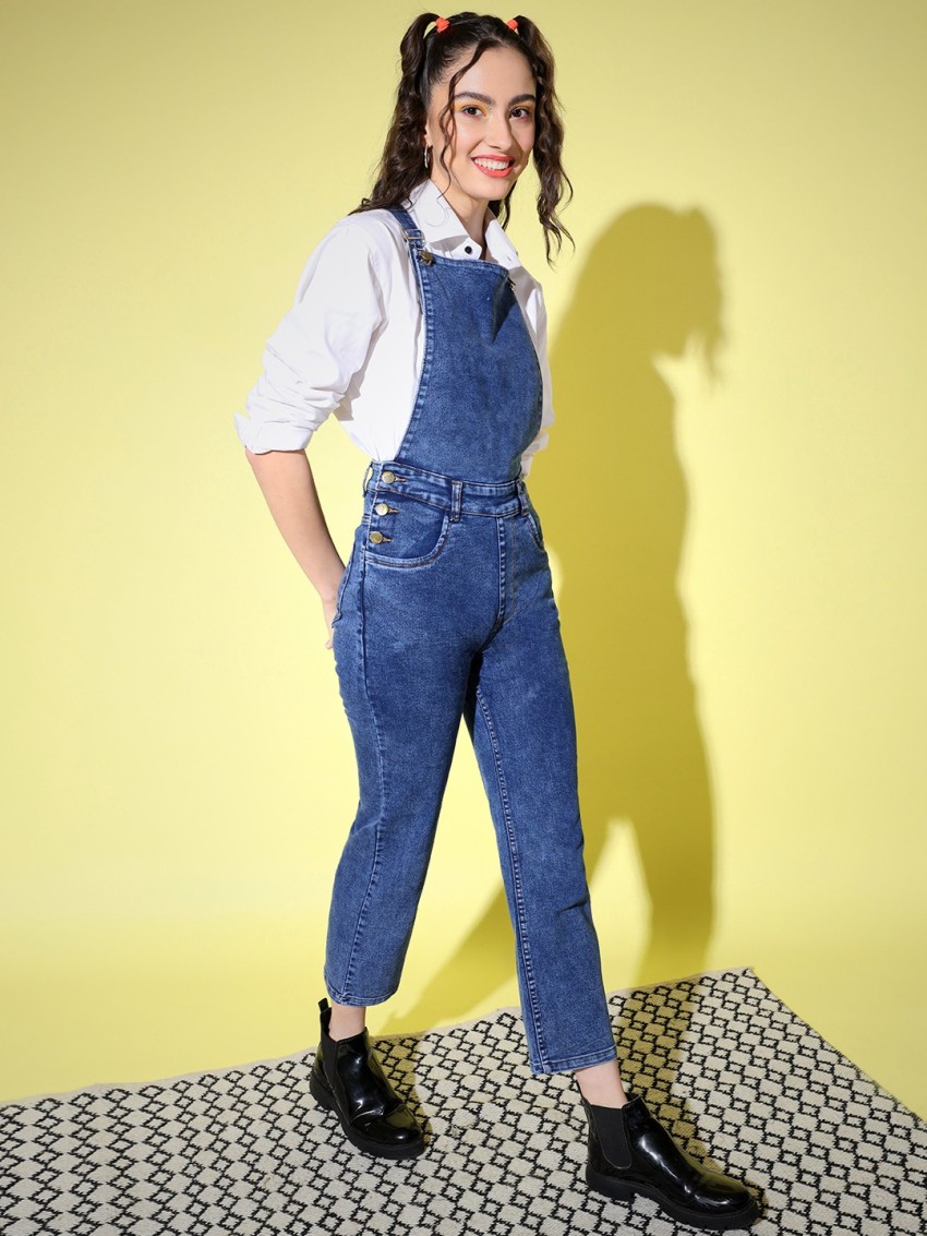 Roadster Women Blue Dungaree - Buy Roadster Women Blue Dungaree Online at  Best Prices in India