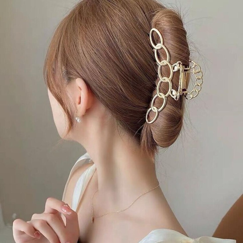 Vaghbhatt Gold Plated Matel Hair Claw Clip Beautiful Hair Accessories For Women & Girl Hair Claw