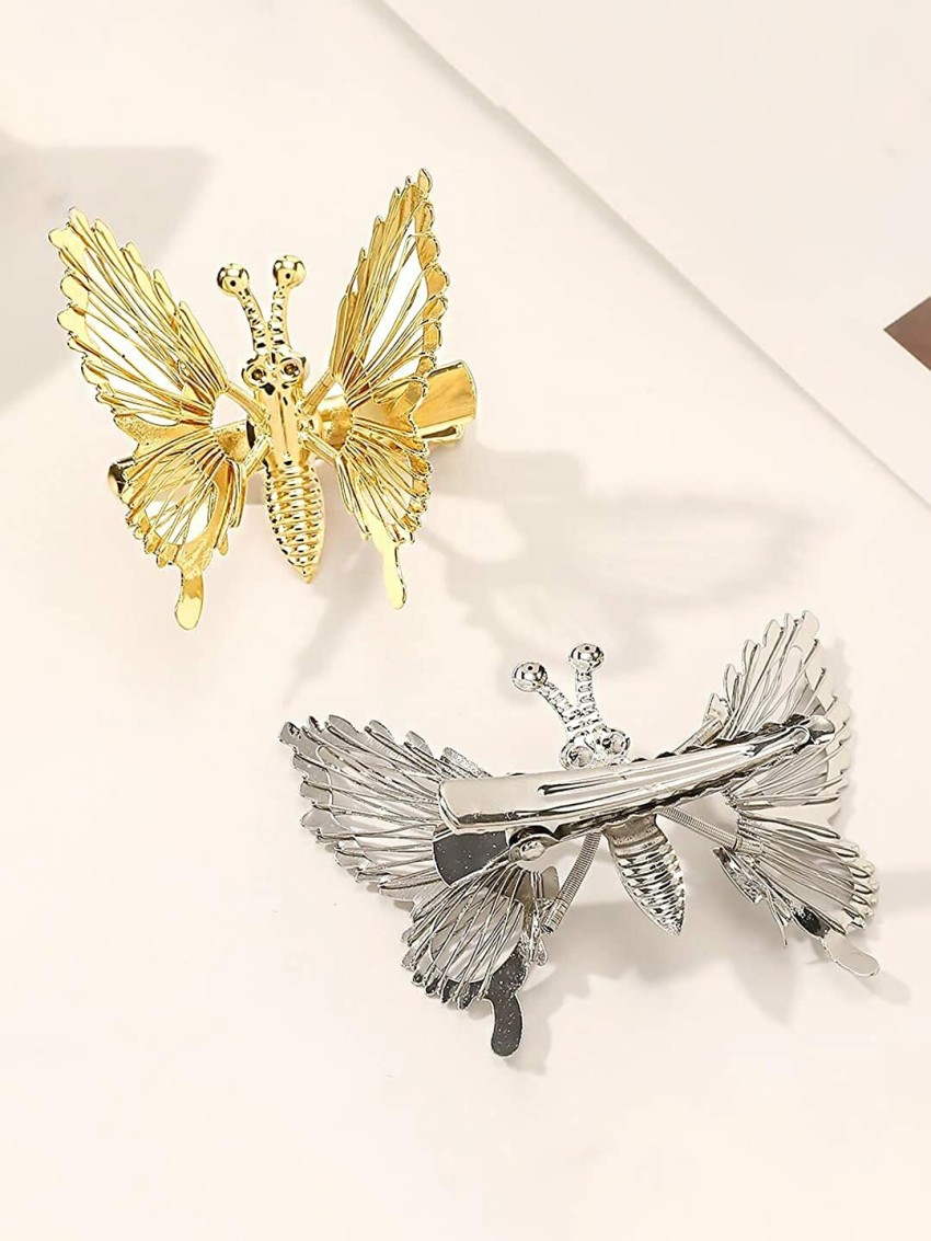 Butterfly Hair Clips Metal Butterfly Hair Pins Silver/Gold Moving Wings  Butterfly Hair Accessories 90s Hair Claw Clips Barrette for Women and Girls