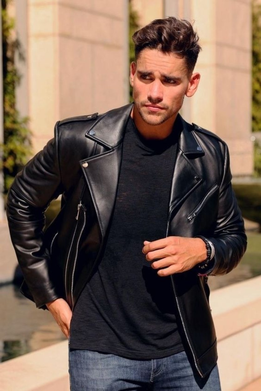 Black leather jacket 2024 for mens flipkart