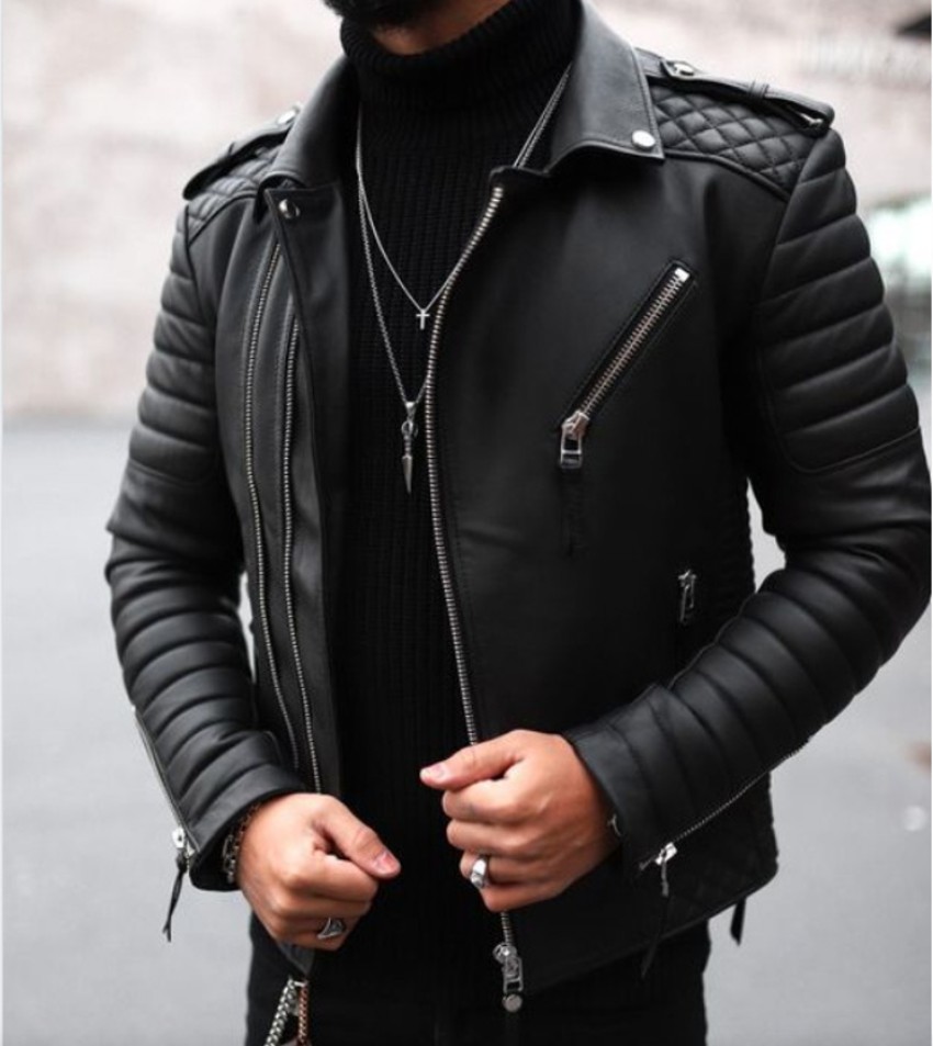 Blaq ash men's faux leather biker outerwear outlet jacket