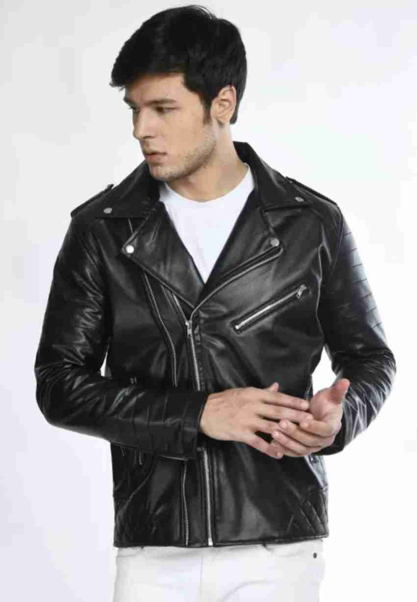 Blaq ash men's faux 2024 leather biker outerwear jacket