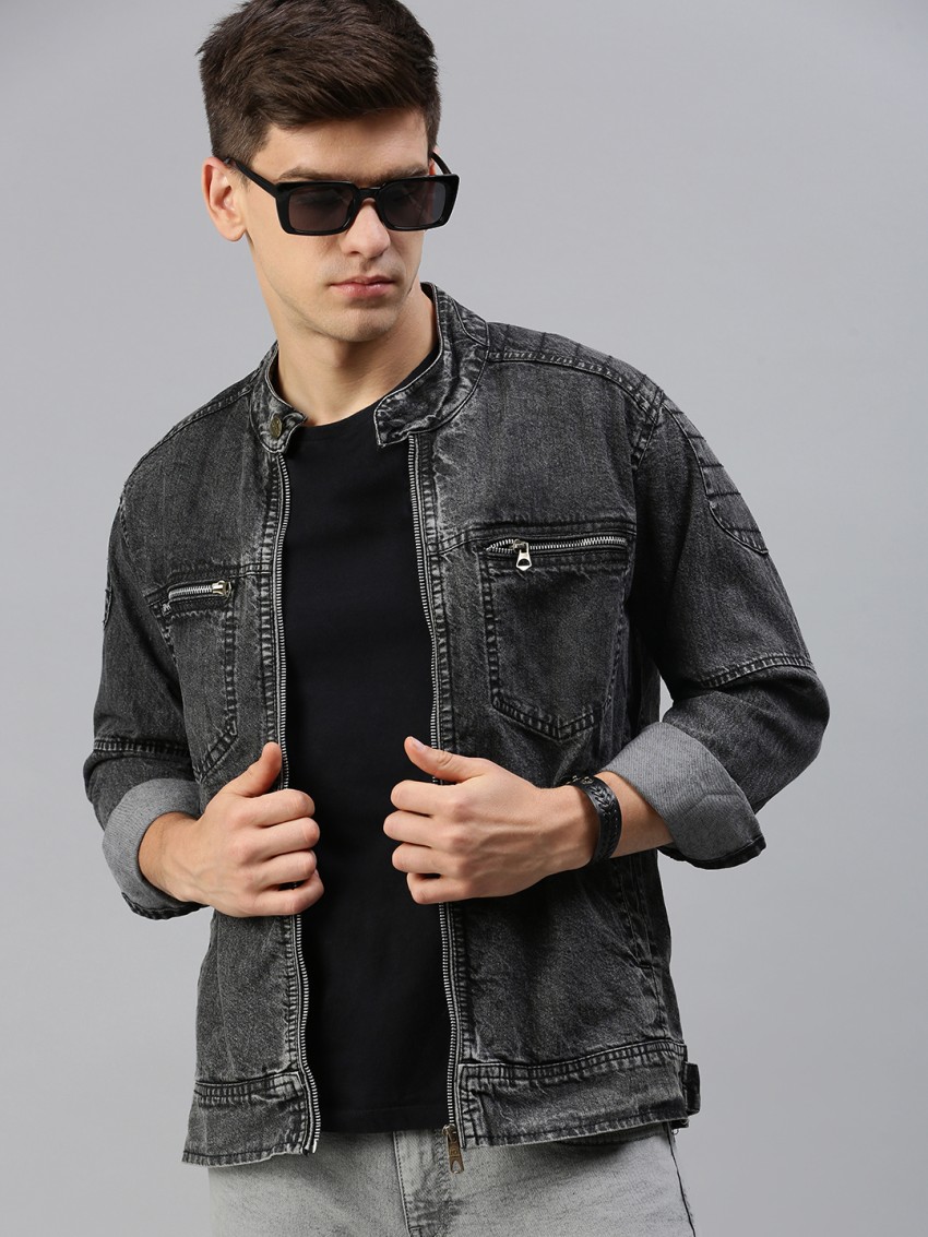 Denim jacket sale no collar mens