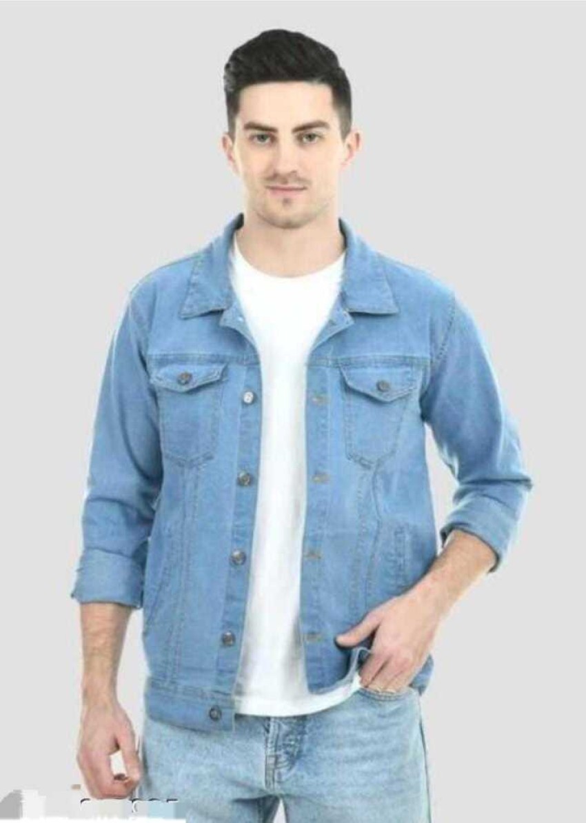 light blue denim jacket with dark jeans