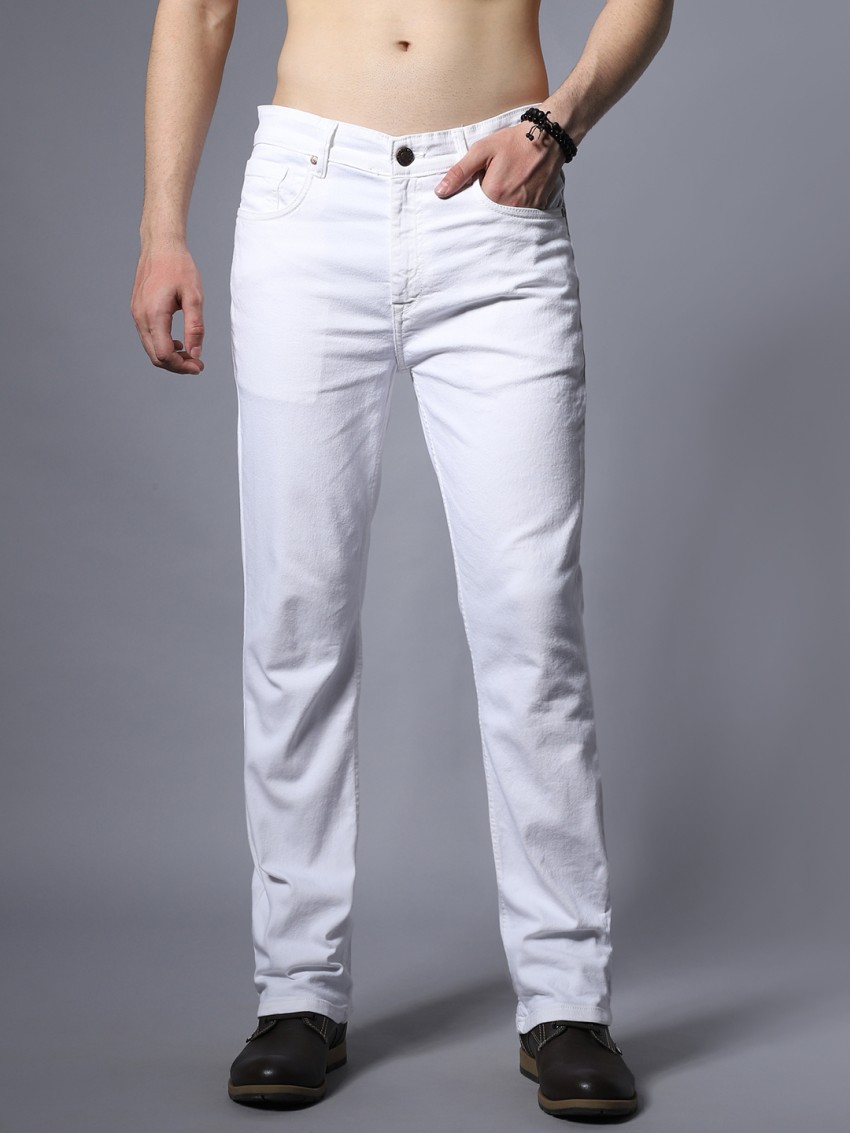 Men's White Straight Jeans