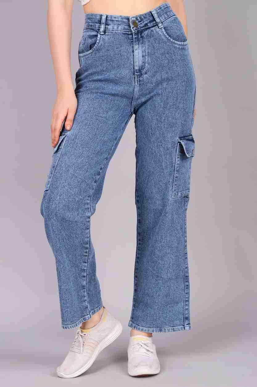 Plain Comfort Fit Women Cargo Jeans, Blue at Rs 650/piece in Kanpur