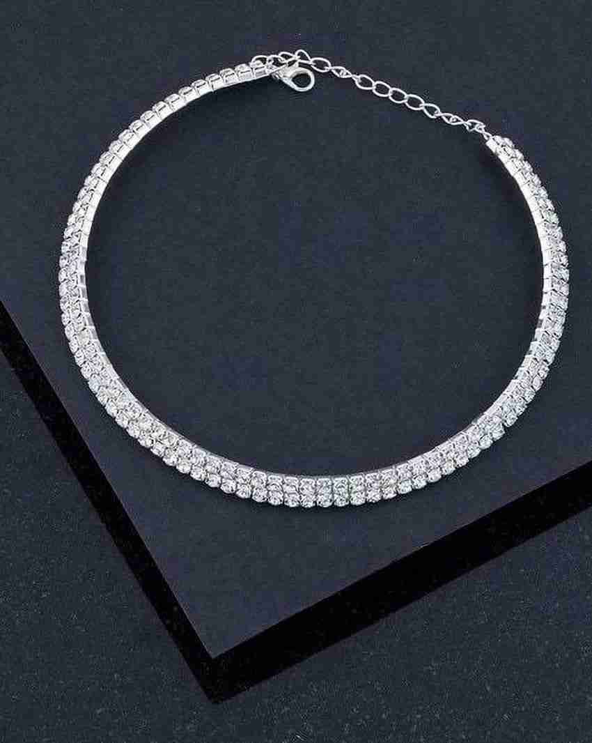 Silver rhinestone choker store