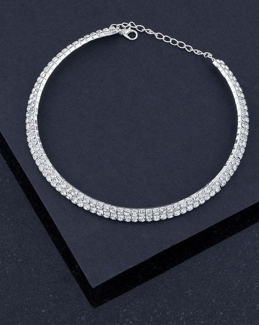 MEDBUDDY Silver Crystal Rhinestone Choker Necklace jewellery for Women And Girls Crystal Silver Plated Crystal Alloy Choker Price in India Buy MEDBUDDY Silver Crystal Rhinestone Choker Necklace jewell...