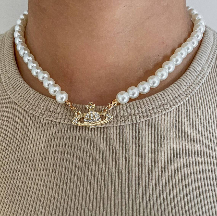 Samna Handicrafts vivienne westwood necklace Pearl Gold-plated 
