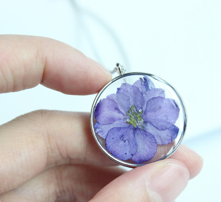 Pressed outlet violet necklace