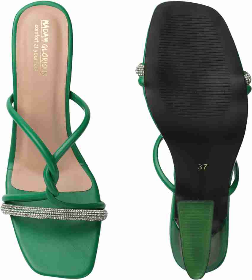 Green strap online heels