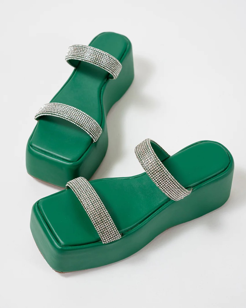 Dark green sandals online womens