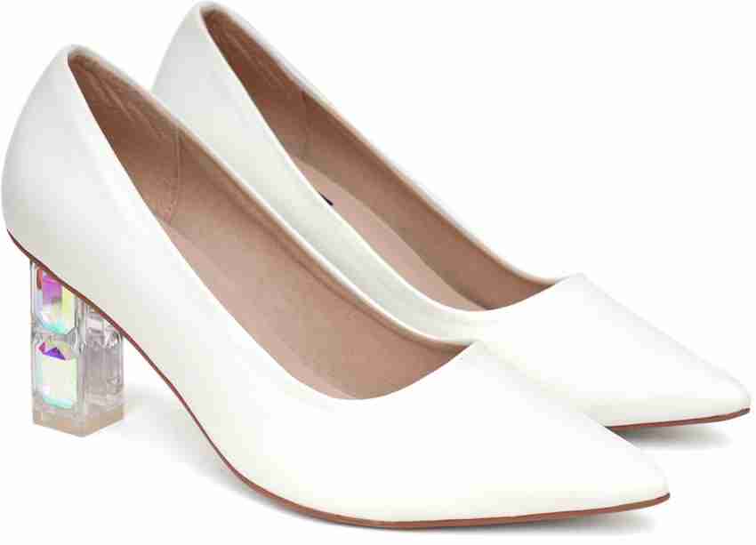 White block heel online court shoes