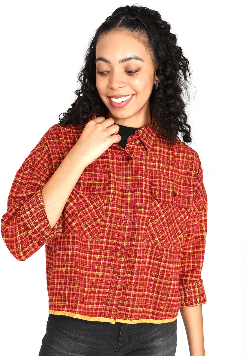 FOREVER 21 Women Checkered Casual Purple Shirt Buy FOREVER 21