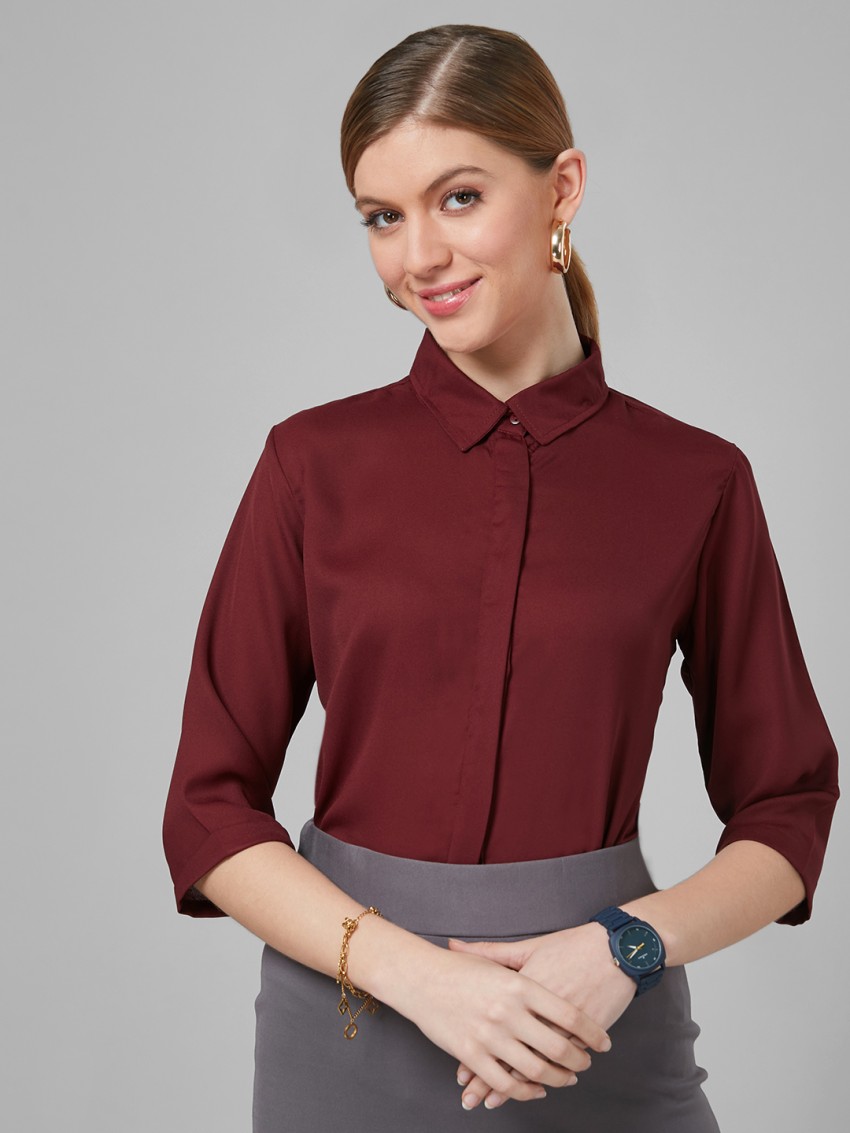 Maroon dress shirt shop womens