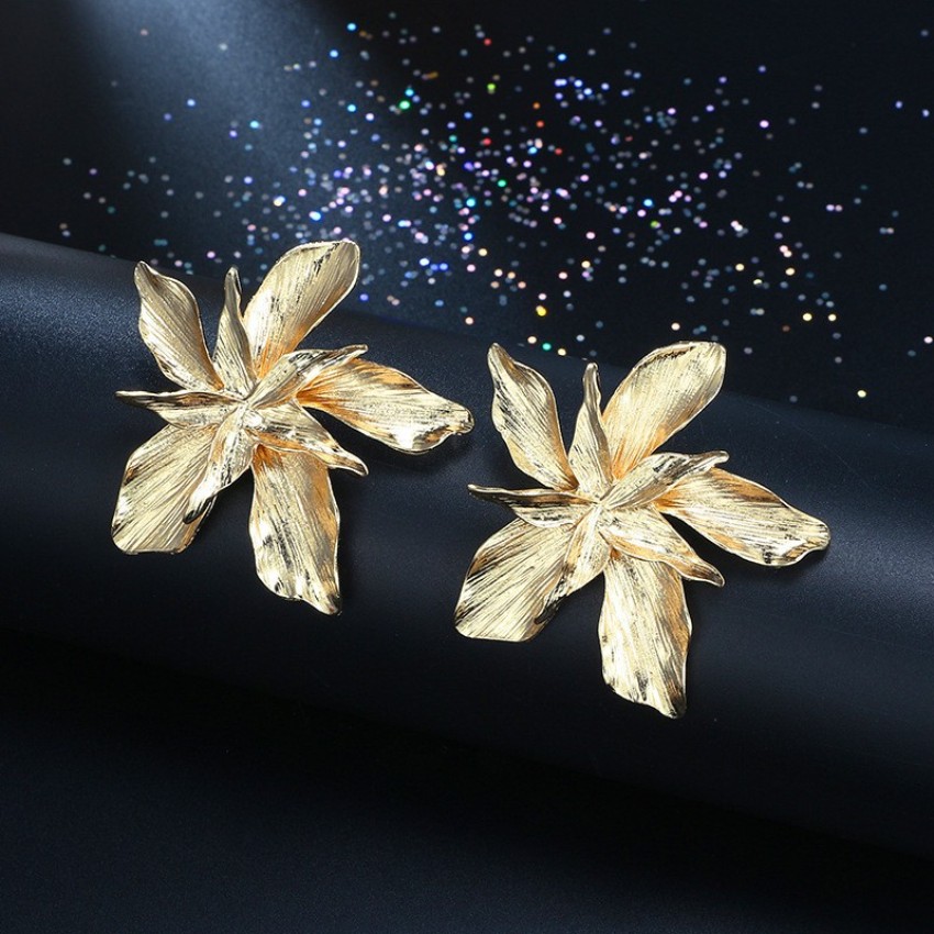 Buy Charming Flower Sparkle Gold Plated Sterling Silver Stud Earrings by  Mannash Jewellery