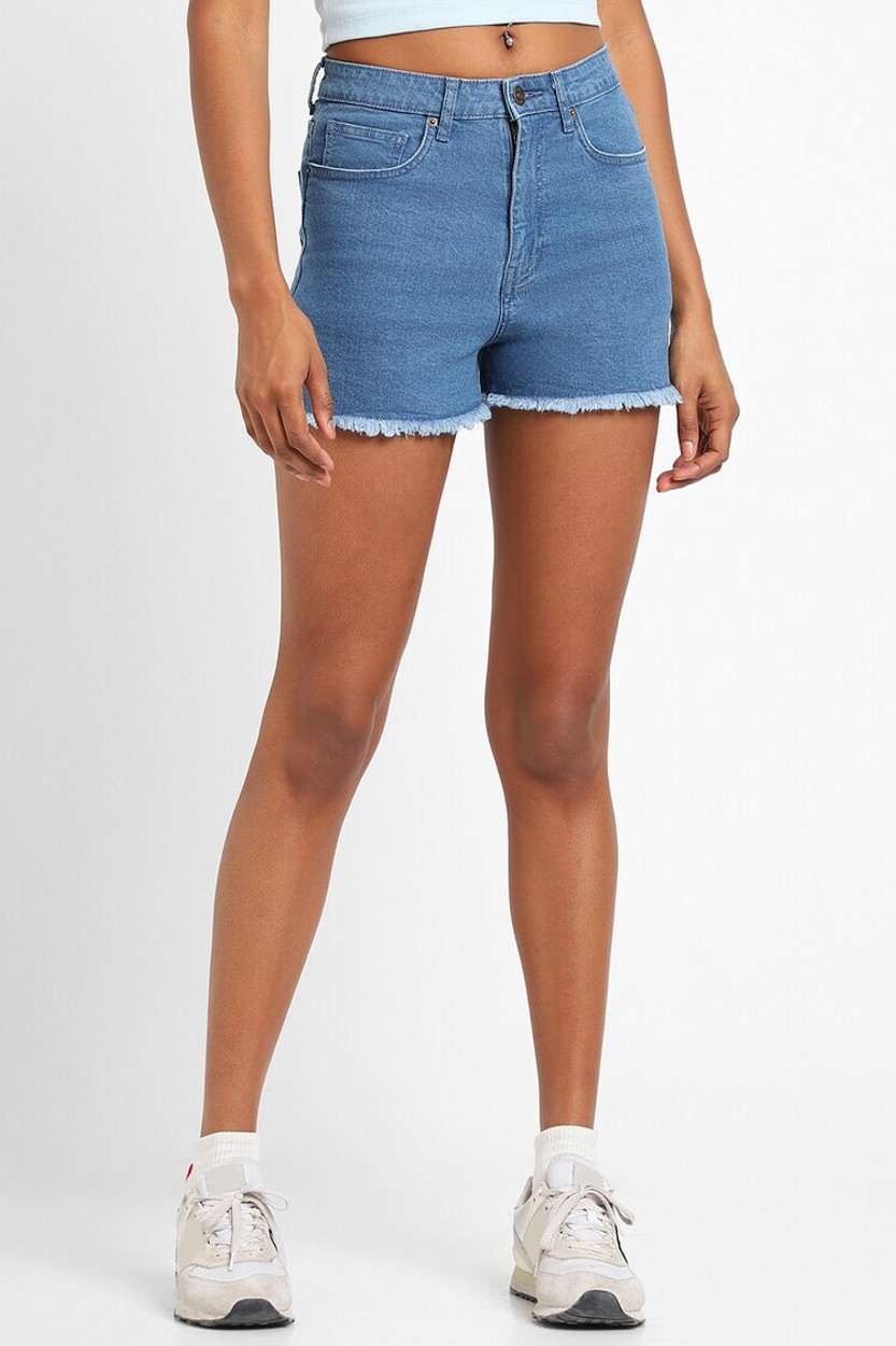 FOREVER 21 Solid Women Blue Denim Shorts Buy FOREVER 21 Solid