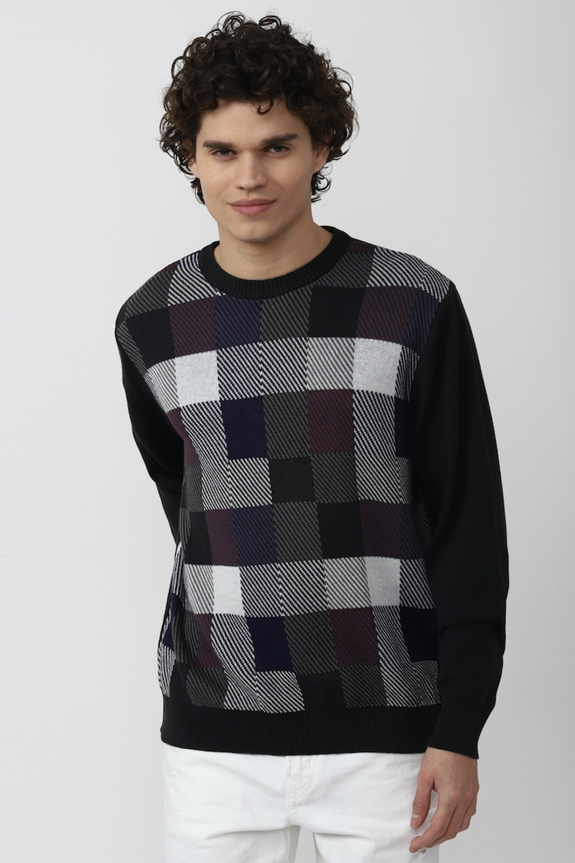 Mens checkered sweater hot sale