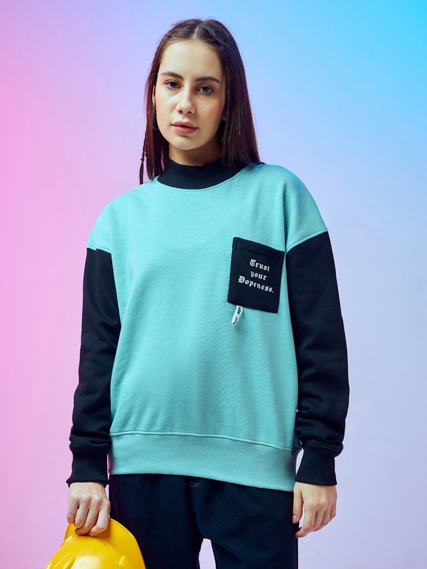 BEWAKOOF Full Sleeve Color Block Women Sweatshirt - Buy BEWAKOOF