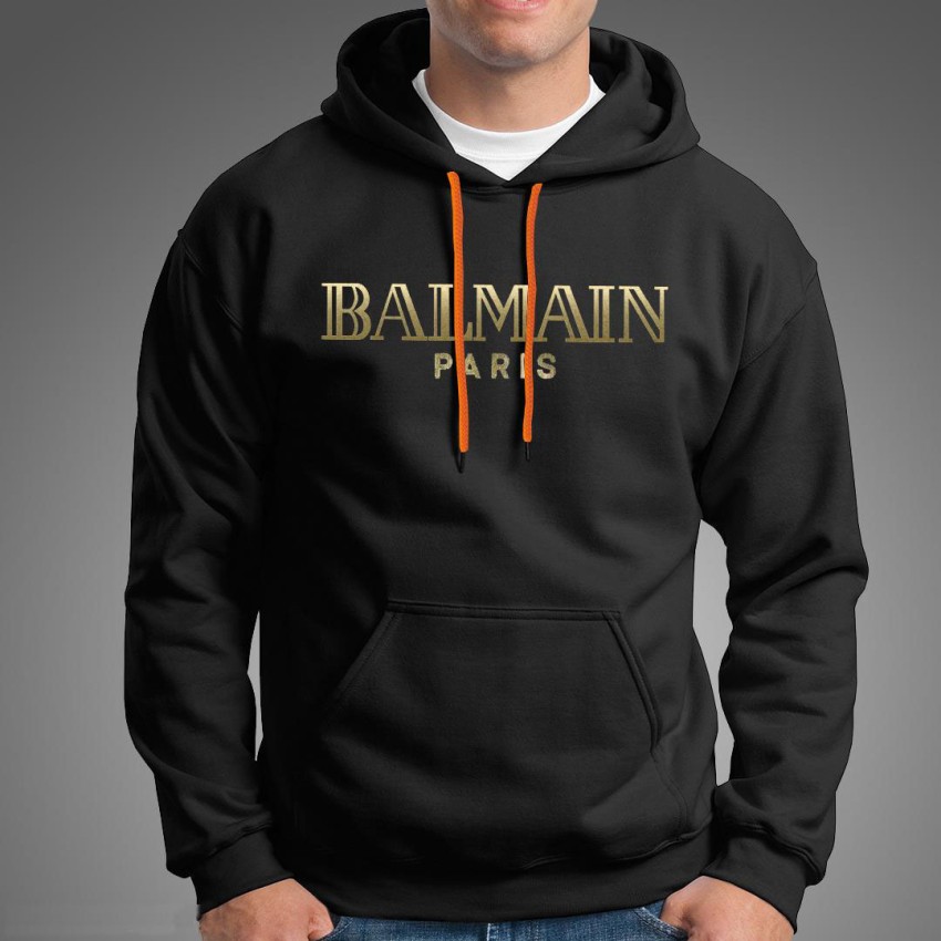 Balmain hoodie black shop and gold