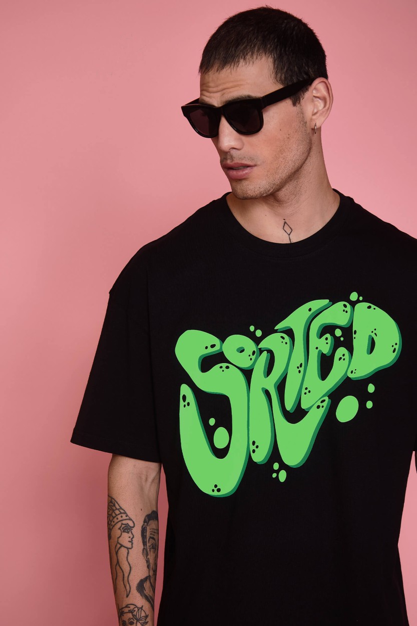 Bonkers Corner Typography Men Round Neck Green T-Shirt - Buy