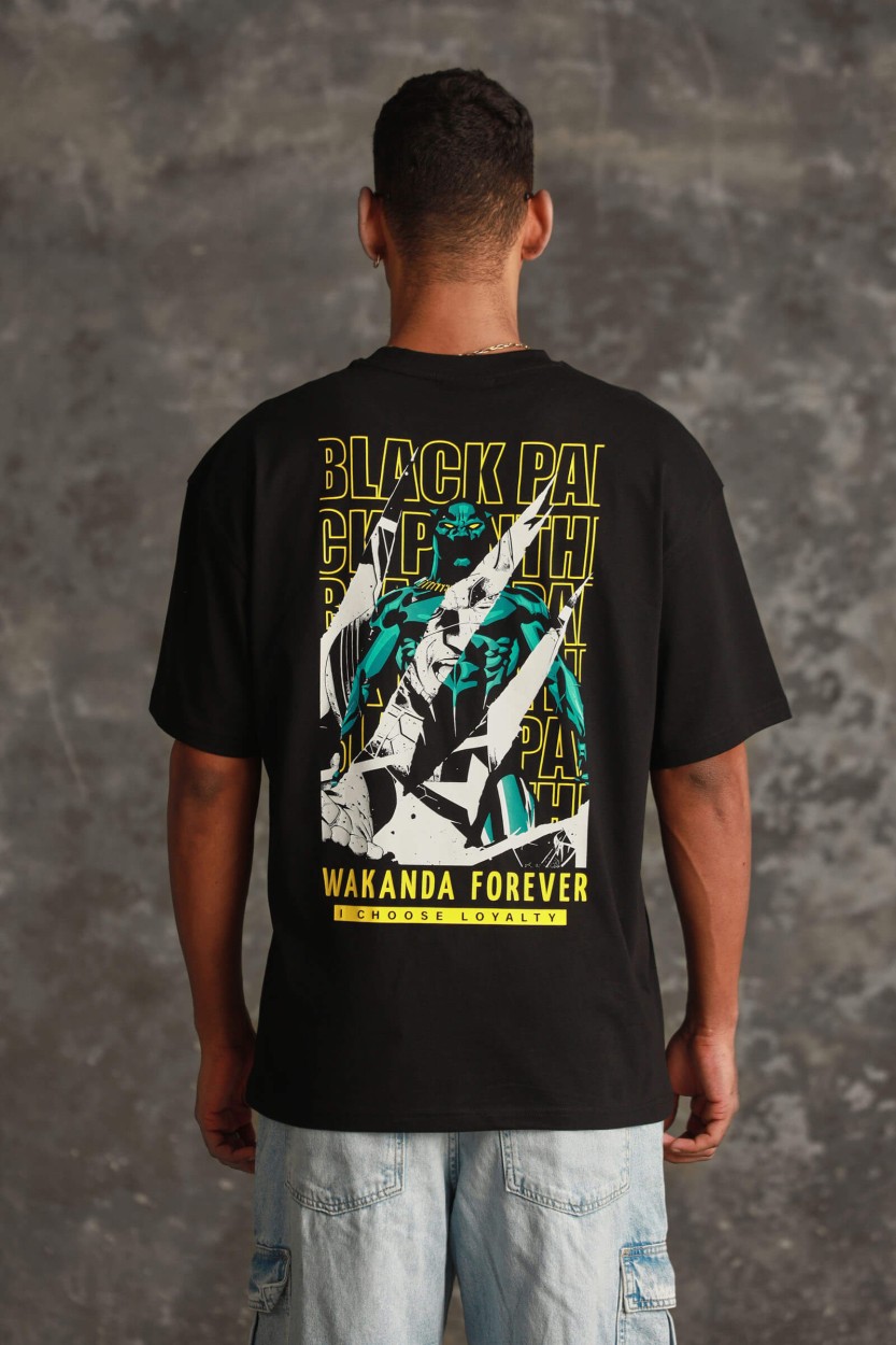 Bonkers Corner Printed Men Round Neck Black T-Shirt - Price History