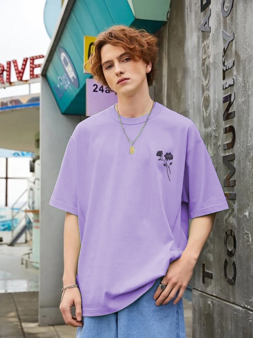 Kshs Typography Men Round Neck Purple T-shirt