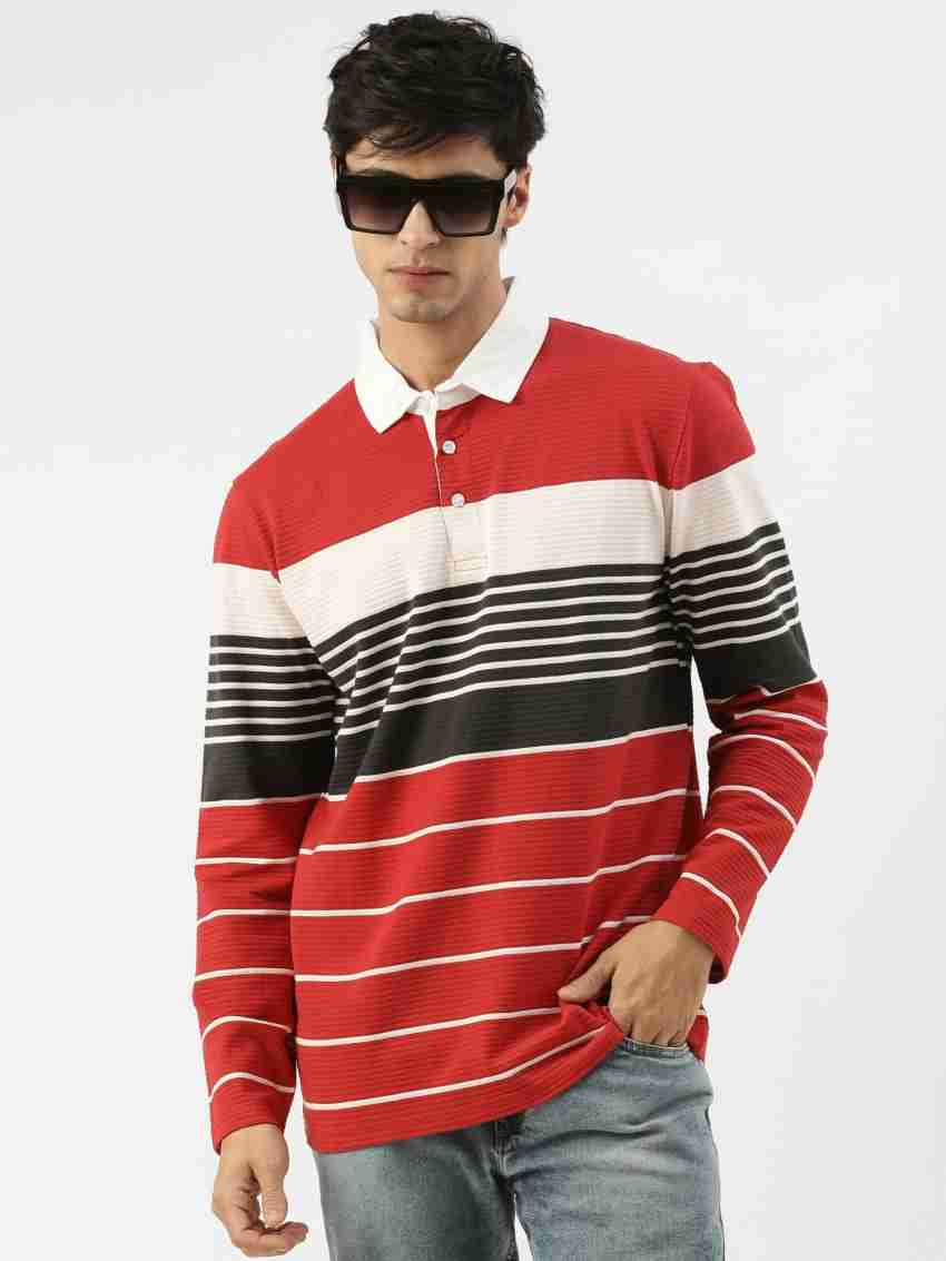 red and white striped polo t shirt