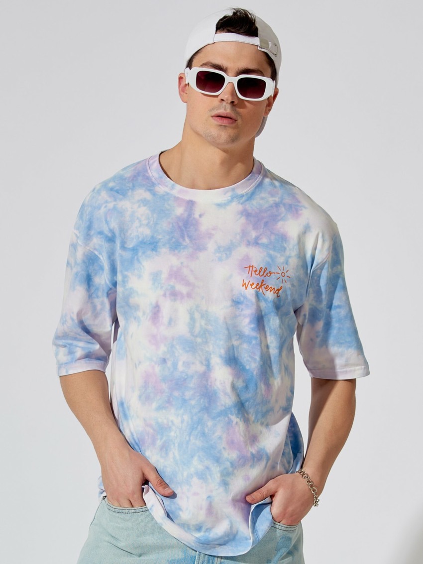 MANIAC Tie & Dye Men Round Neck White, Blue T-Shirt - Buy MANIAC