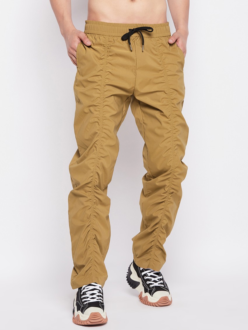 FUGAZEE Self Design Men Beige Track Pants Buy FUGAZEE Self