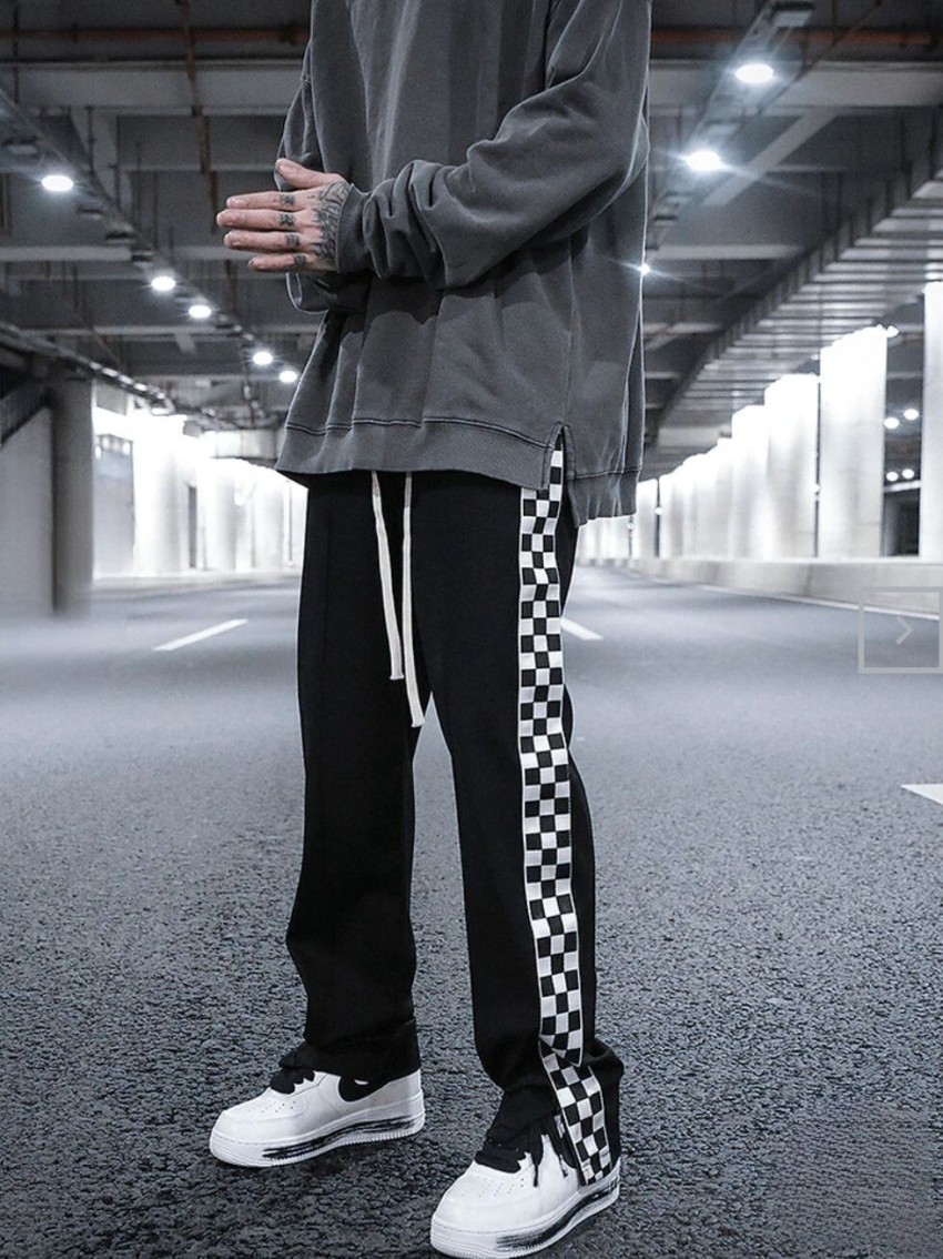 Black track sales pants outfit men