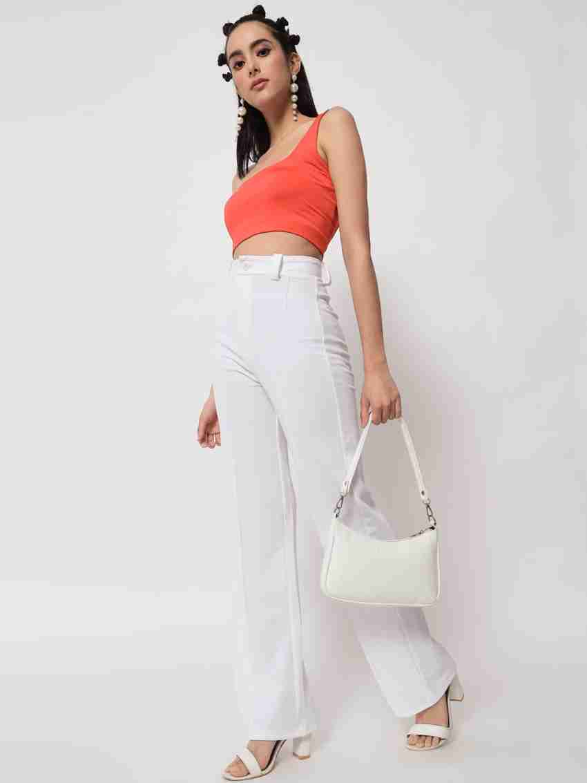 Buy White Torie Midrise Straight-leg Curvy Capri Pants Online in India 