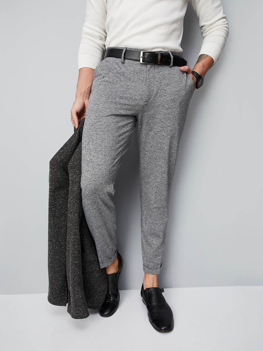 Peter England Formal Trousers  Buy Peter England Men Grey Textured Ultra  Slim Fit Formal Trousers Online  Nykaa Fashion