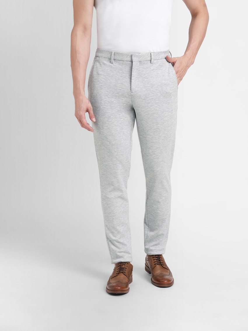 Grey Casual Wear Mens Slim Fit Linen Trousers