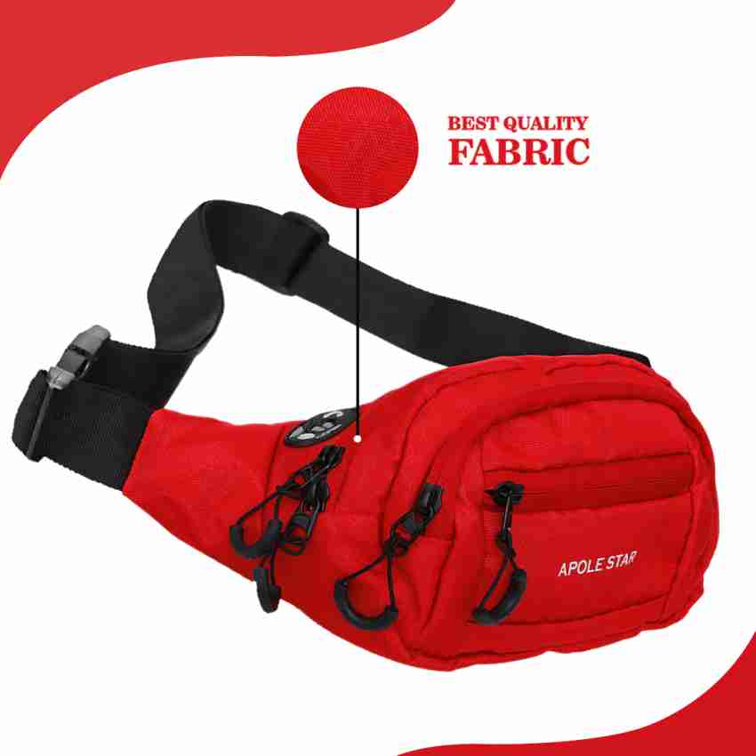 Worldstar fluffy red waist bag Fanny Pack for Travel Bags Hiking Trekking  red - Price in India